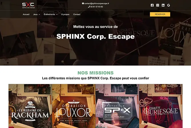 Refonte du site Sphinx Corp (Escape game) 37 site sphinx corp escape game toulouse